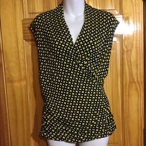 Michael Kors Yellow Circles sash front sinched top
